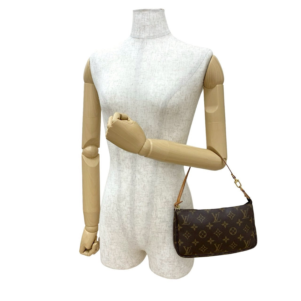  LOUIS VUITTON Handbag leather Brown Monogram Pochette Accessoires