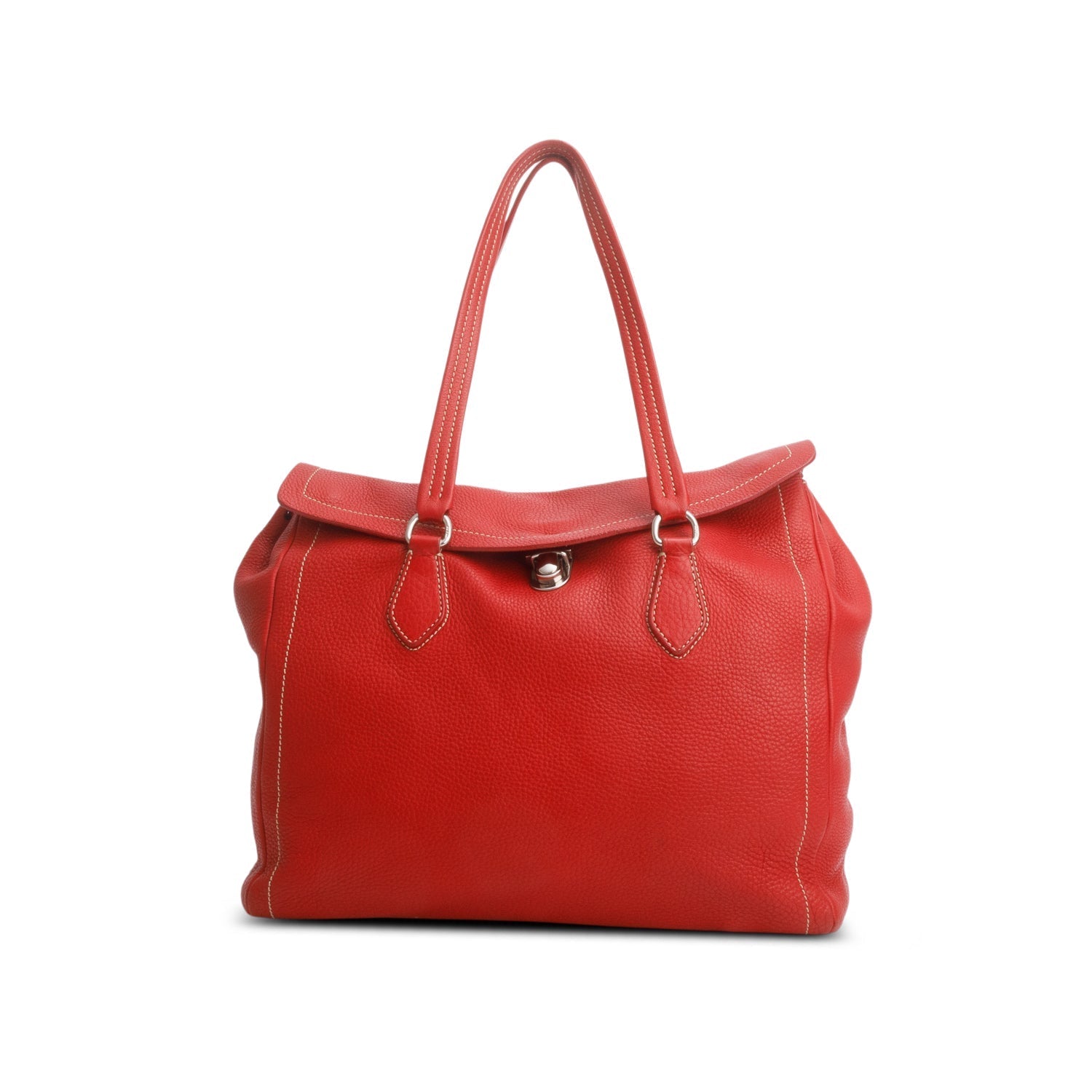 Prada Red Vitello Daino Easy Tote Bag