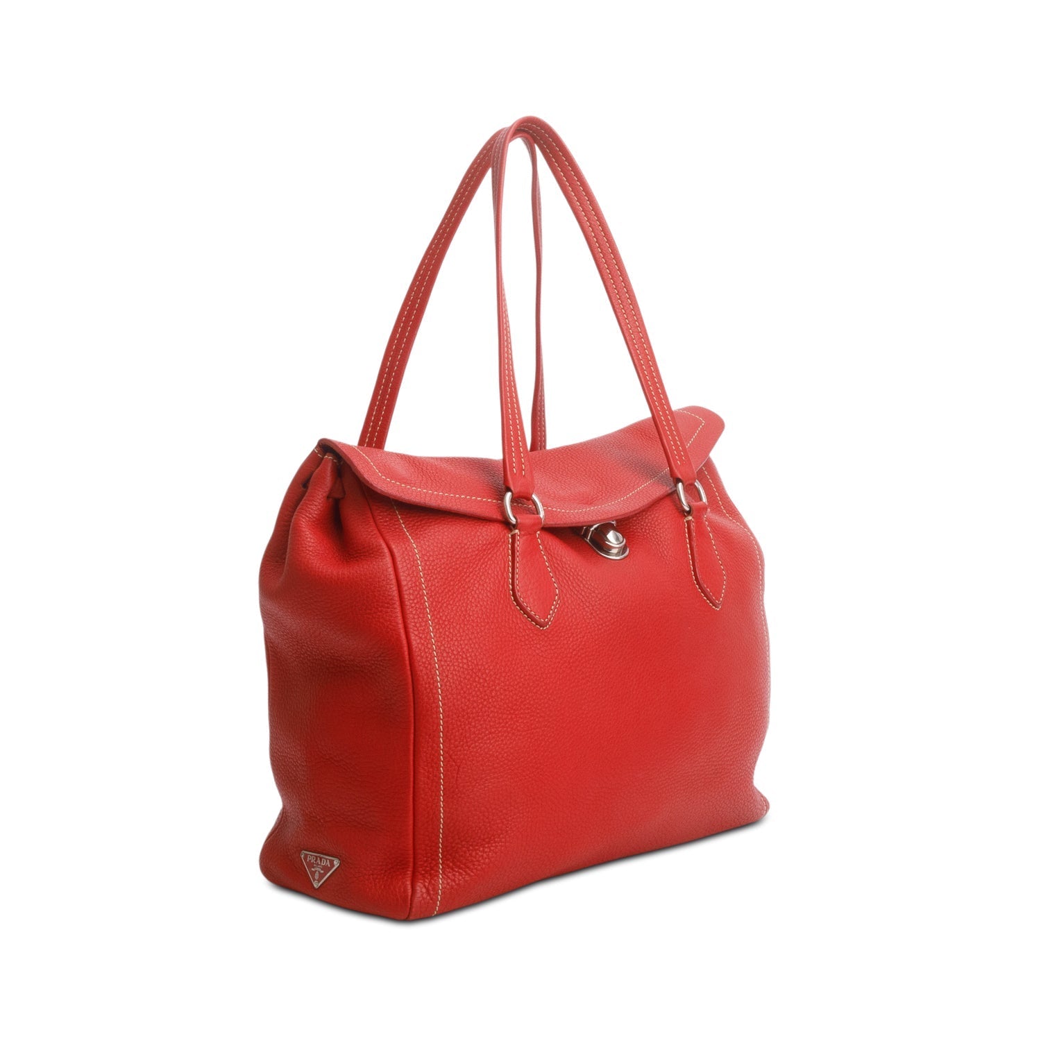 Prada Red Vitello Daino Easy Tote Bag