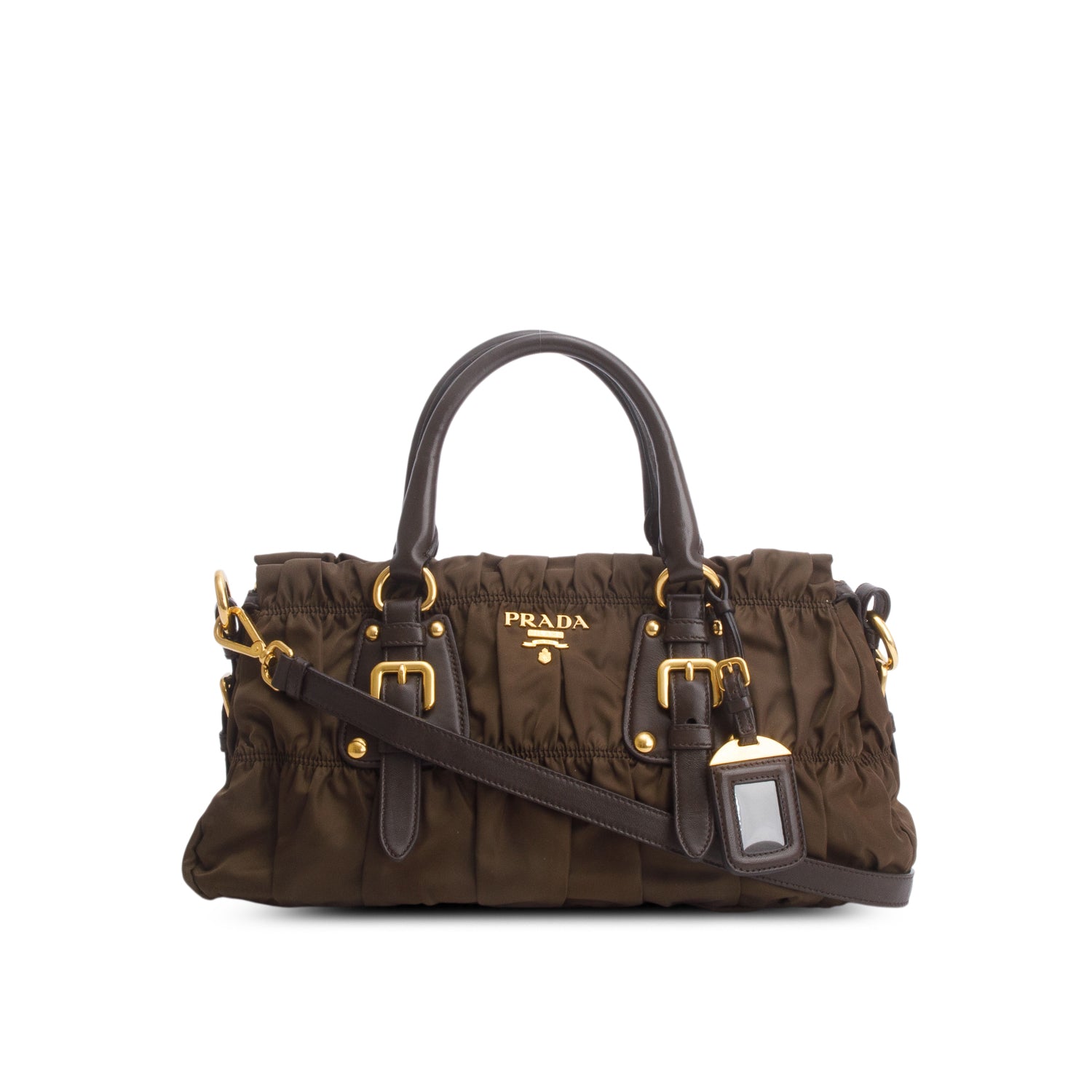 Prada Brown Tessuto Nylon Gaufre Shoulder Bag