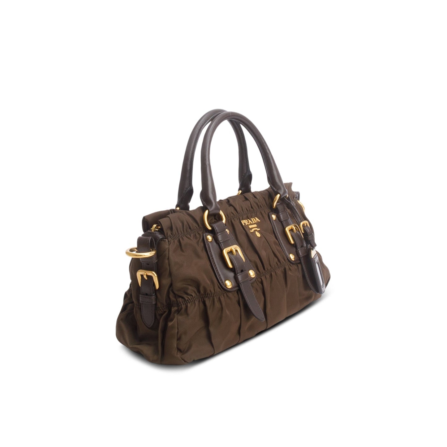 Prada Brown Tessuto Nylon Gaufre Shoulder Bag