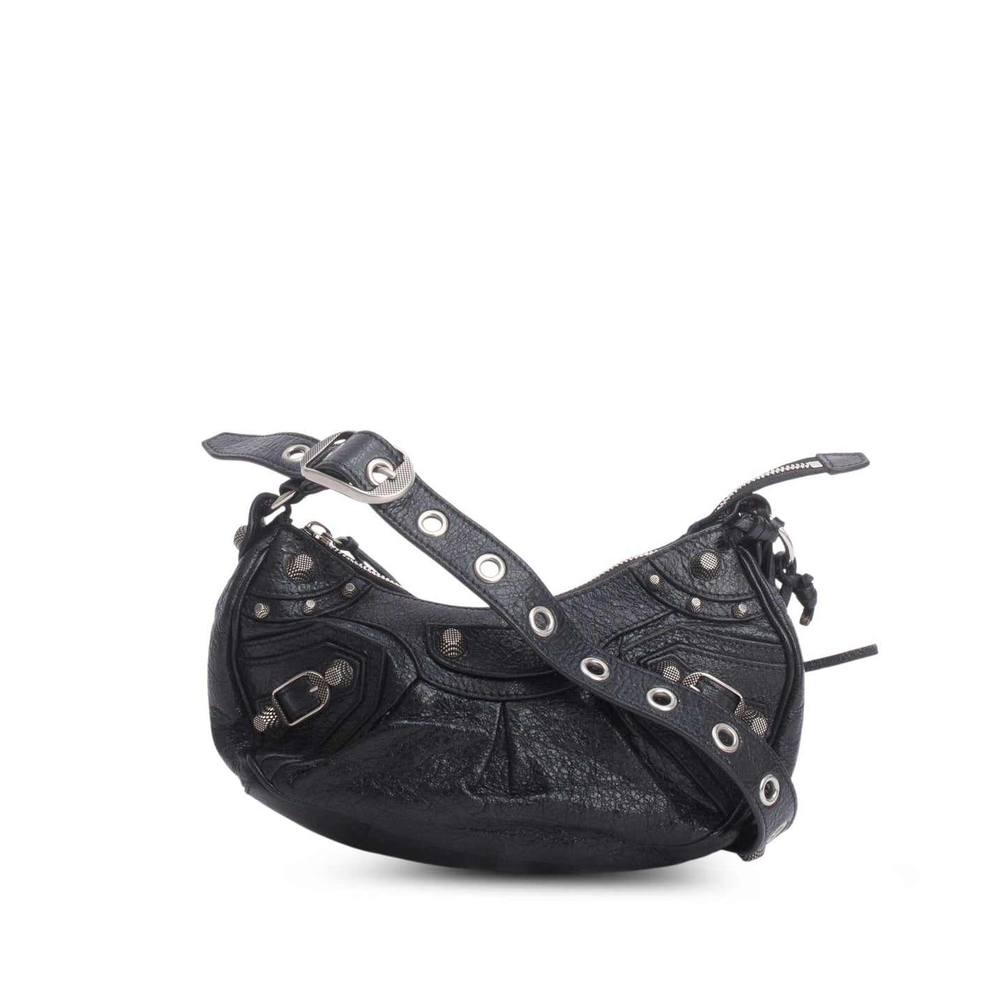 Balenciaga Black Arena Calfskin Leather Le Cagole XS Chain Shoulder Bag