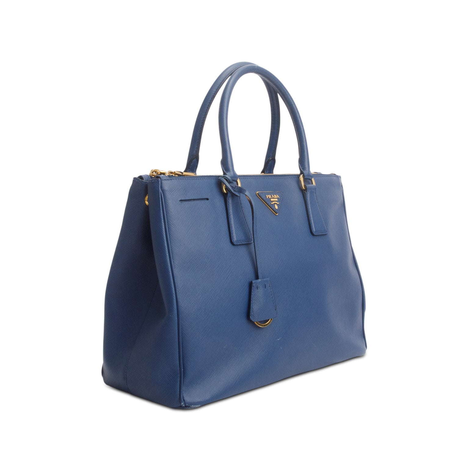 Prada Blue Saffiano Lux Medium Double Zip Galleria Tote