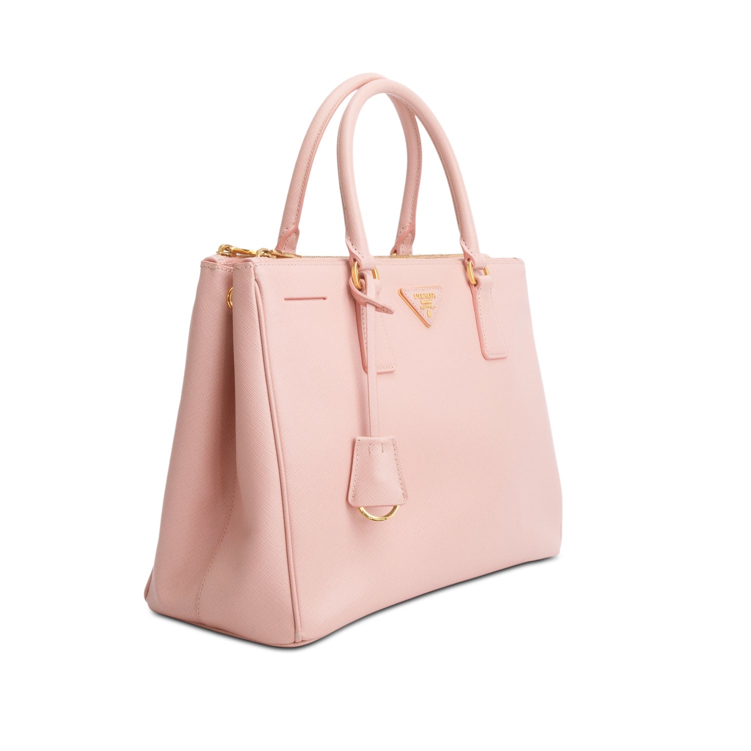 Prada Pink Saffiano Lux Medium Double Zip Galleria Tote