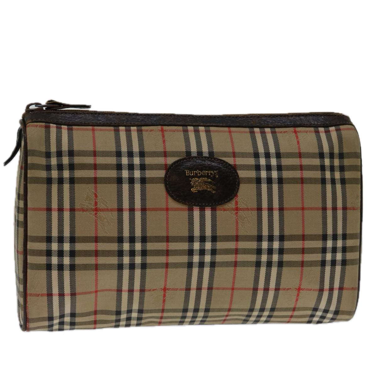 Burberry Nova Check Clutch Bag Canvas Beige Auth 69517