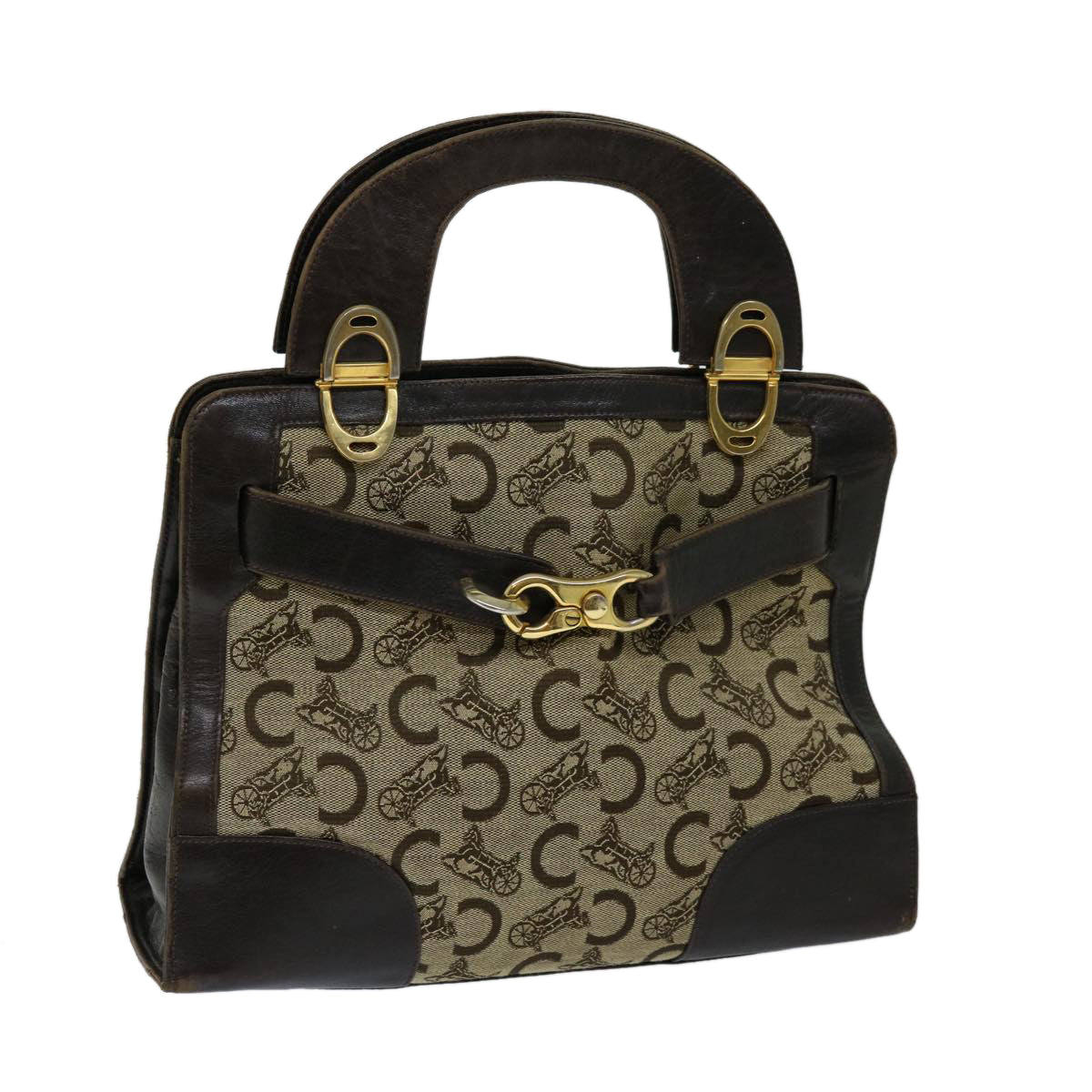 Luxury CELINE C Macadam Canvas Hand Bag Beige 69570