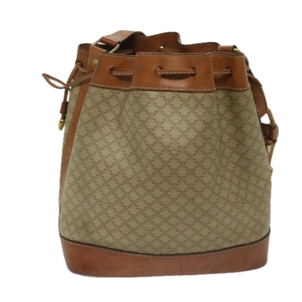 Luxury CELINE Macadam Canvas Shoulder Bag Beige 69628