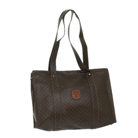 Luxury CELINE Macadam Canvas Tote Bag PVC Leather Brown 69630