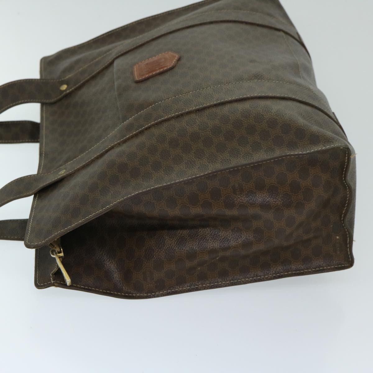 Luxury CELINE Macadam Canvas Tote Bag PVC Leather Brown 69630