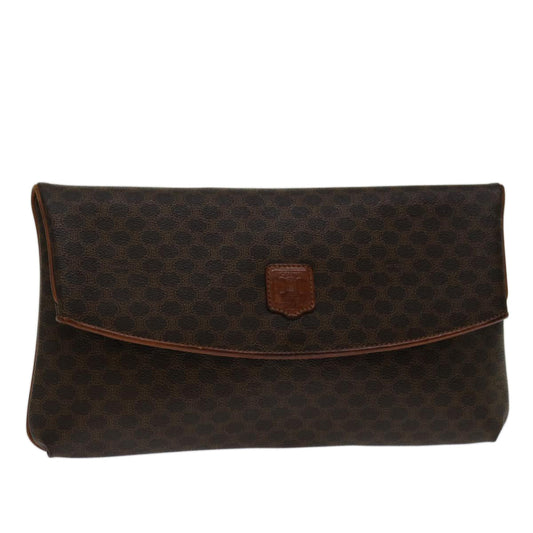 Luxury CELINE Macadam Canvas Clutch Bag PVC Brown 69683