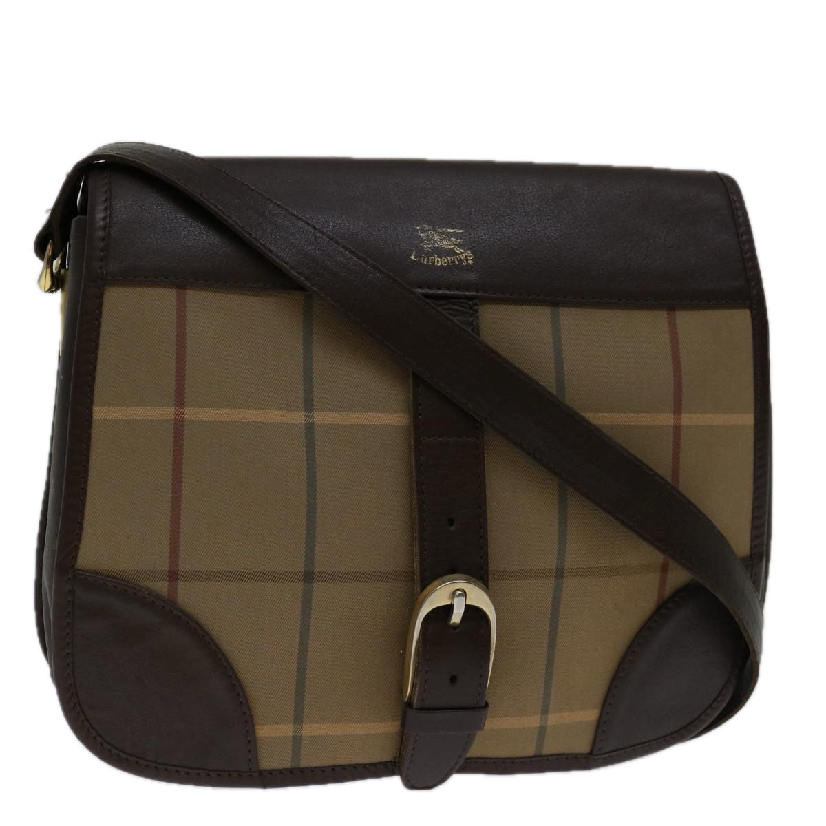 Burberry Nova Check Shoulder Bag Canvas Beige Auth 69685