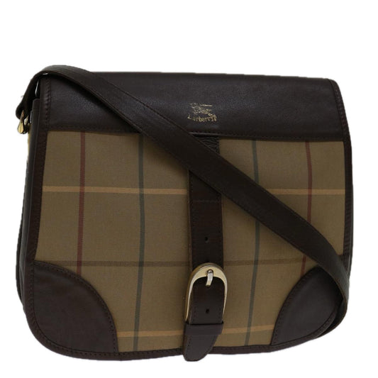 Burberry Nova Check Shoulder Bag Canvas Beige Auth 69685