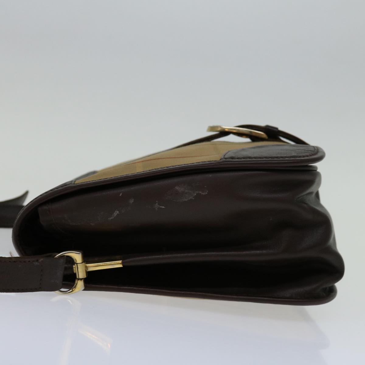 Burberry Nova Check Shoulder Bag Canvas Beige Auth 69685