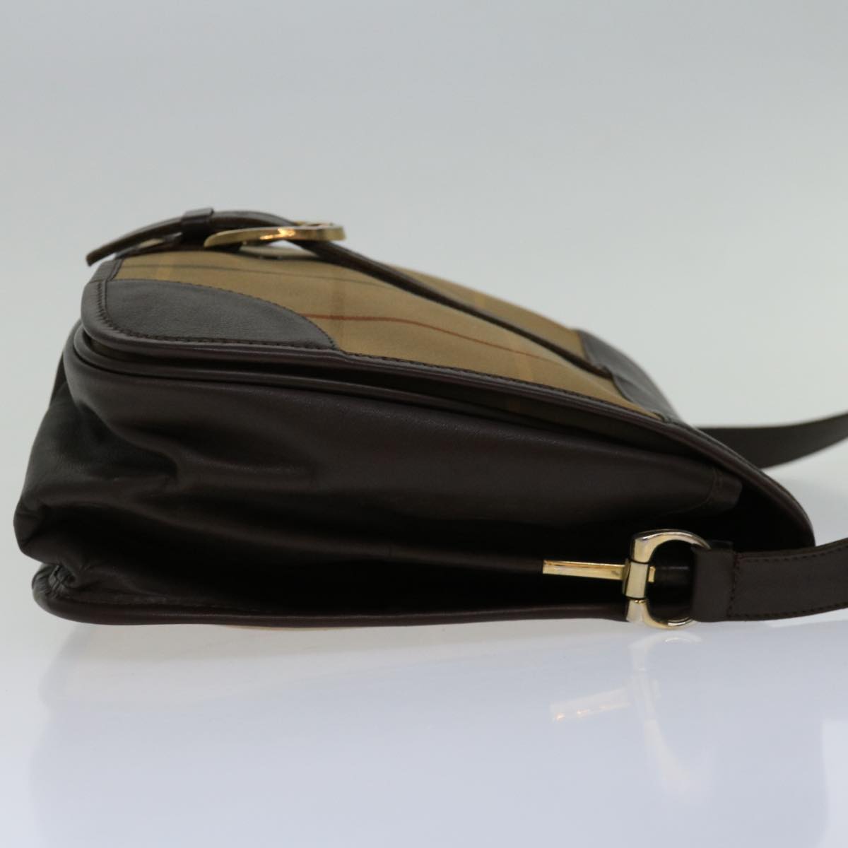 Burberry Nova Check Shoulder Bag Canvas Beige Auth 69685