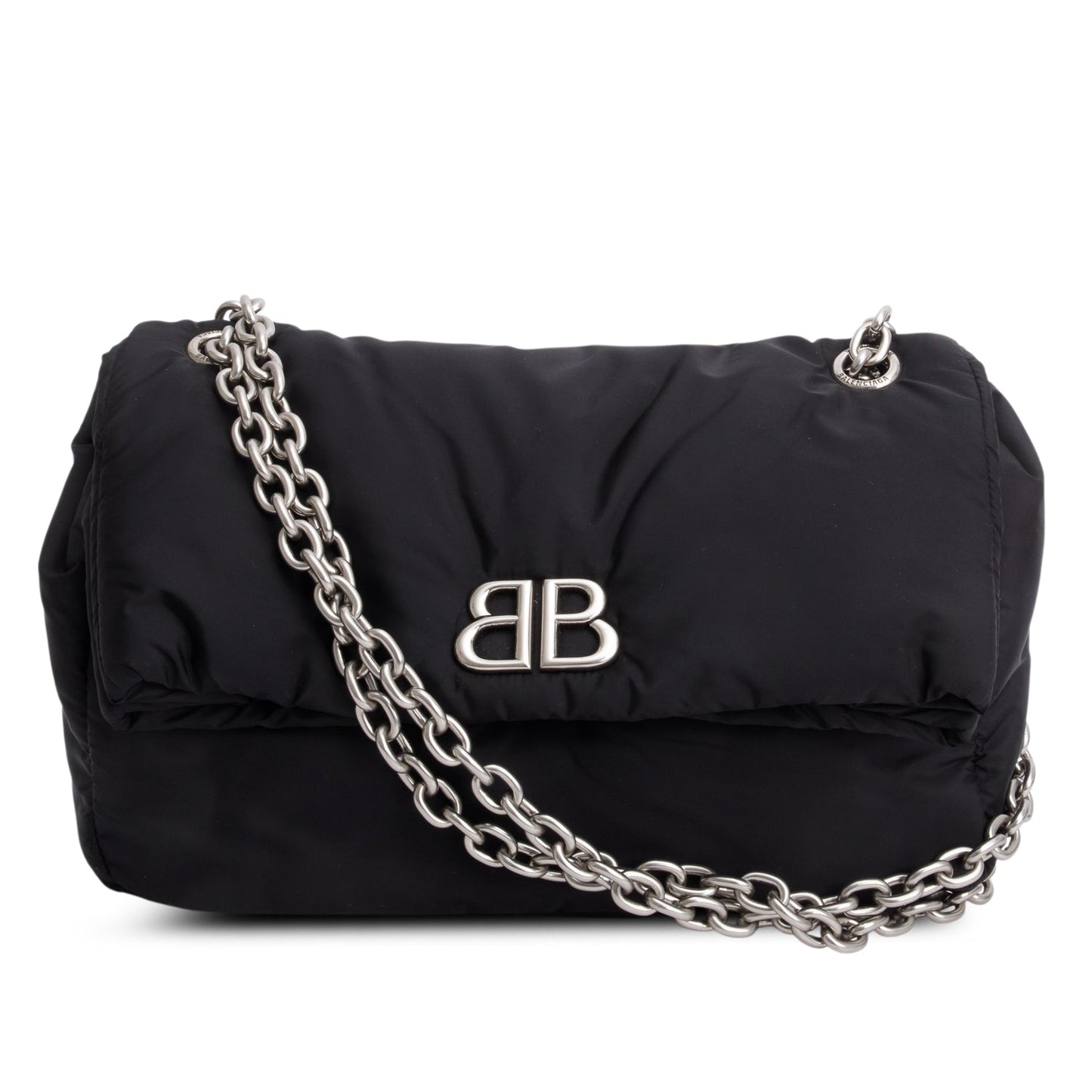 Balenciaga Black Nylon Mini Monaco BB Shoulder Bag