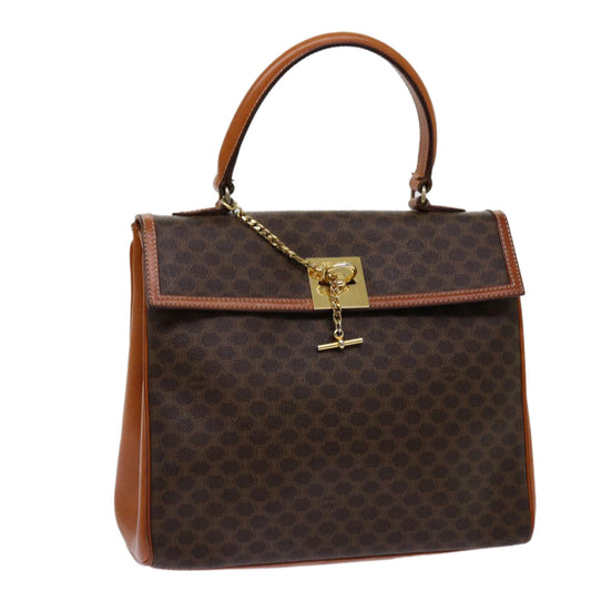 Luxury CELINE Macadam Canvas Hand Bag PVC Brown 69890