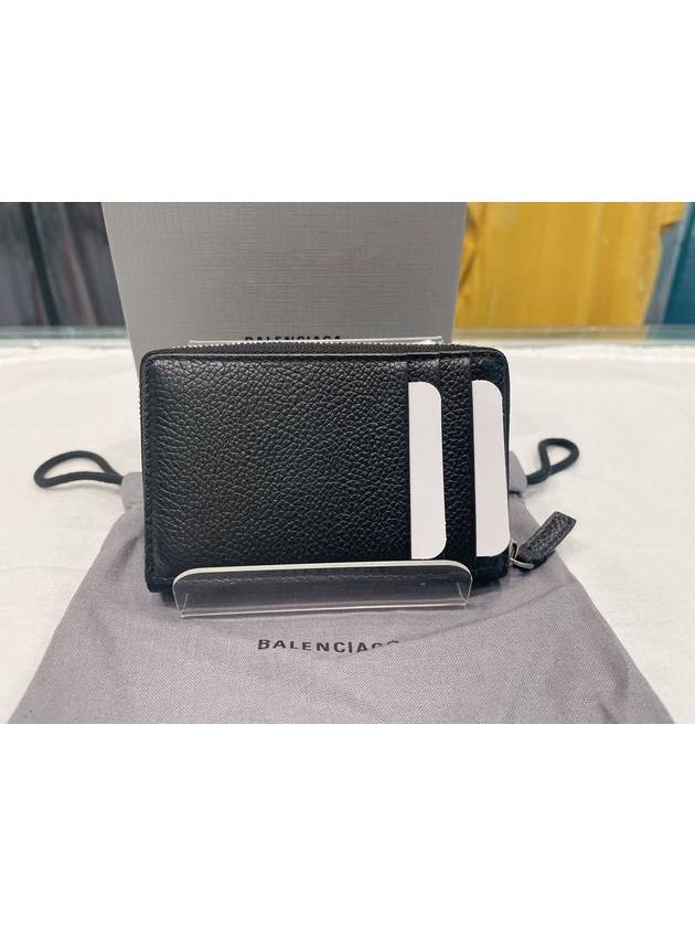 Luxury Balenciaga Trending 2026 Logo Zip Around Half Wallet Black
