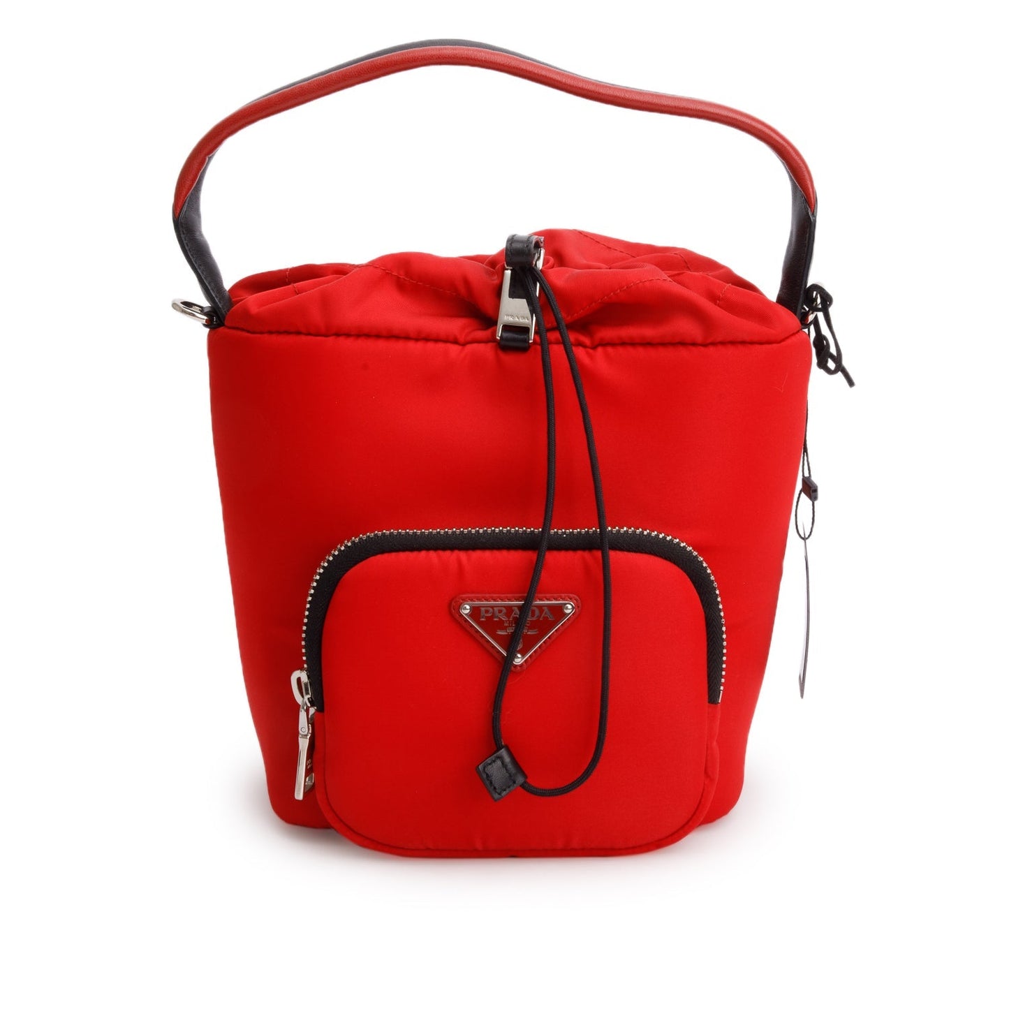 Prada Red Tessuto Nylon Cargo Pocket Bucket Bag
