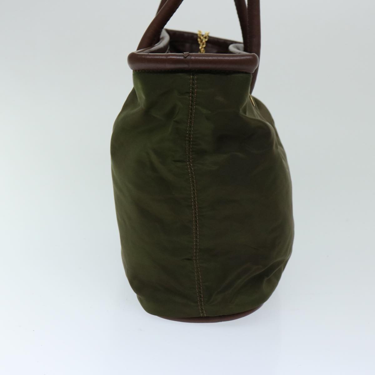 PRADA Hand Bag Nylon Khaki Auth 69940