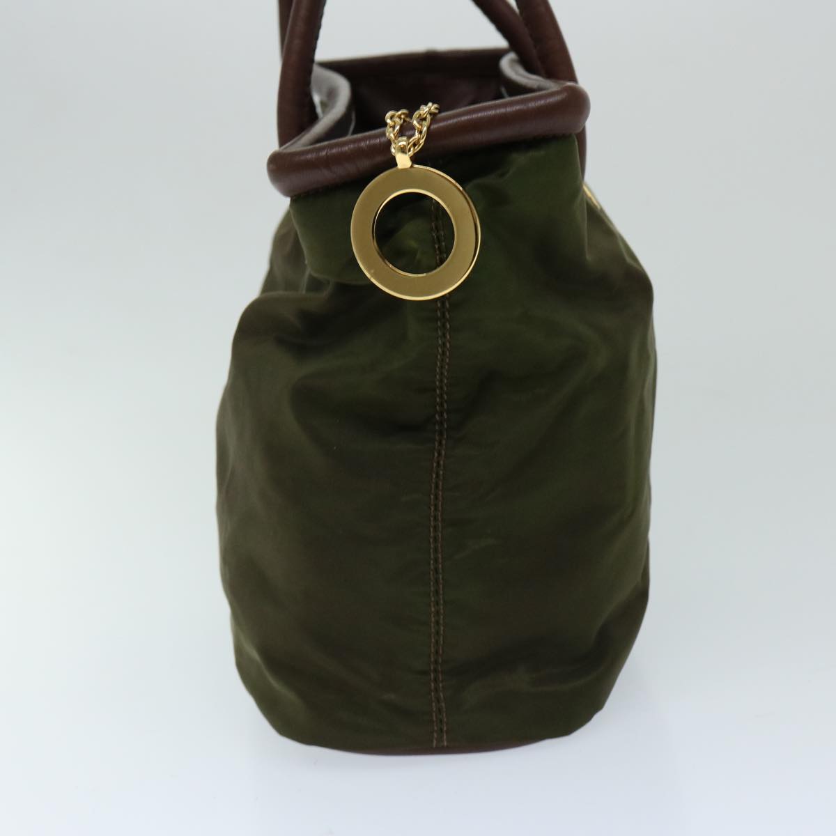 PRADA Hand Bag Nylon Khaki Auth 69940