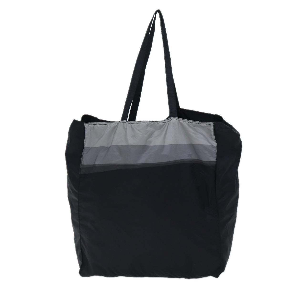 PRADA Tote Bag Nylon Black Gray Auth 69946