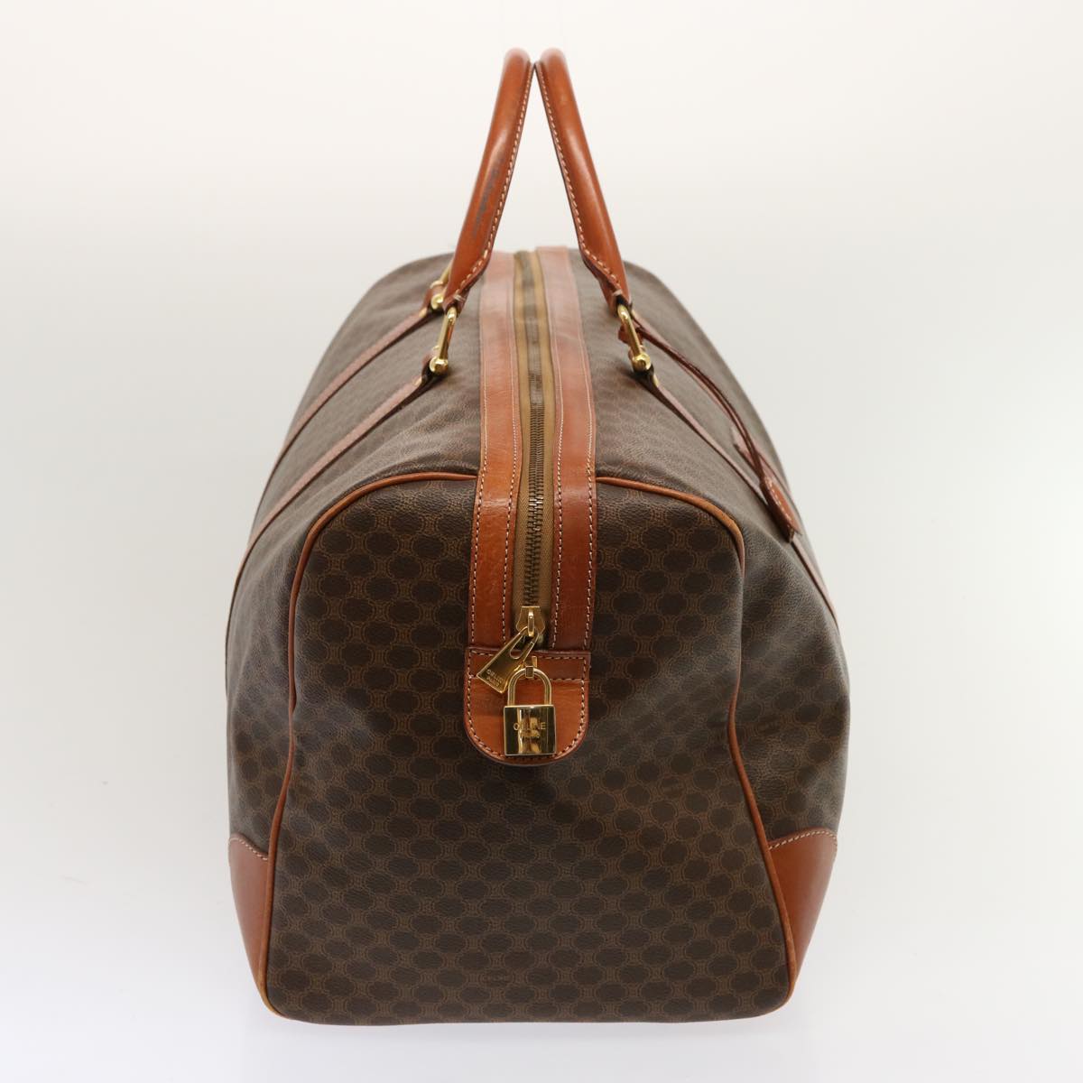 Luxury CELINE Macadam Canvas Boston Bag PVC Brown 69967