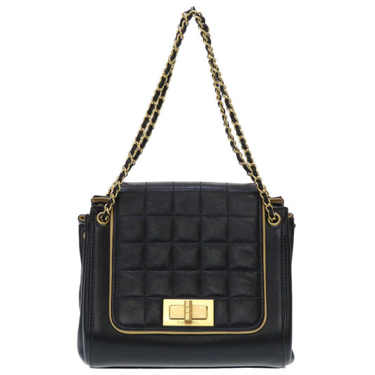 CHANEL Shoulder Bag lambskin black 2.55 chocolate bar Women
