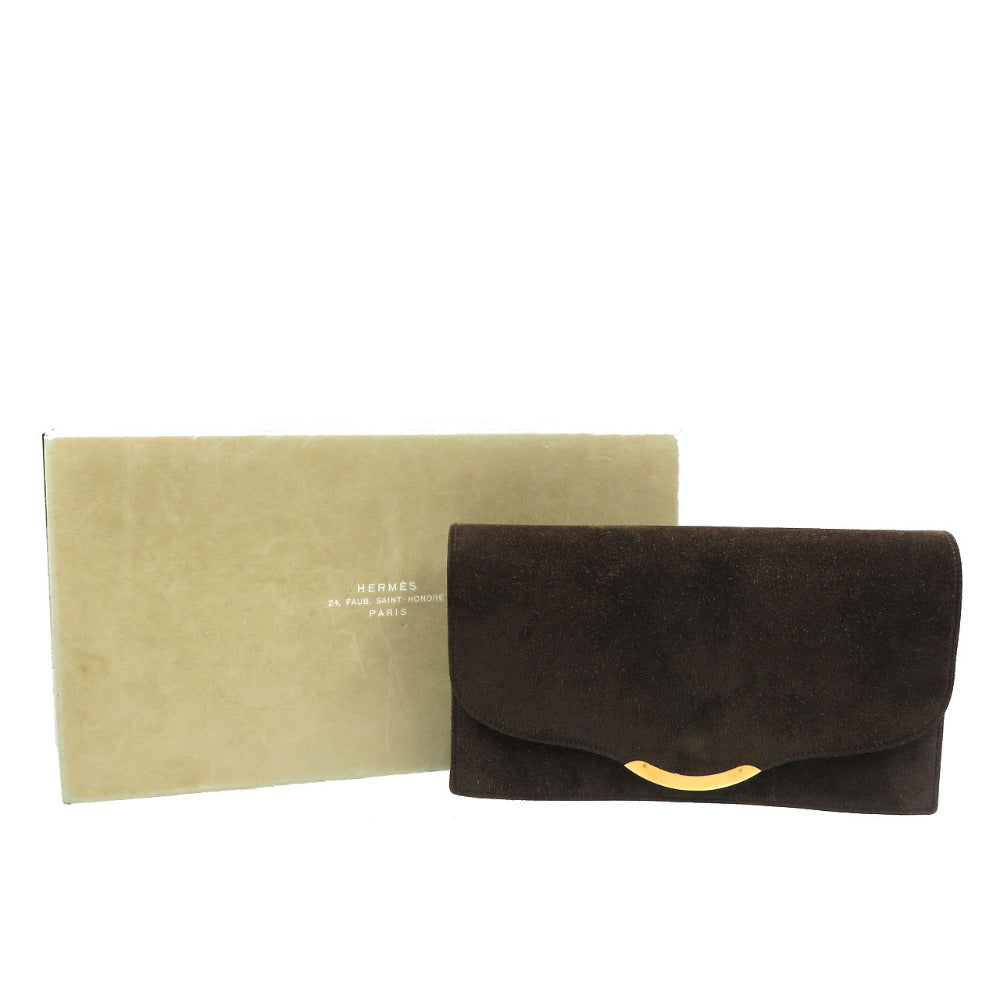 HERMES Clutch bag Doblis Brown