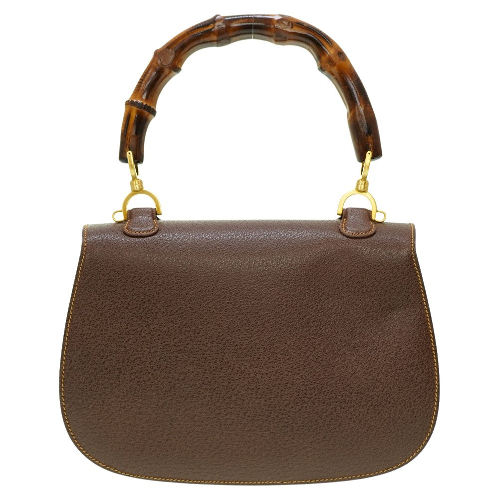 GUCCI Handbag leather Brown Bamboo Women