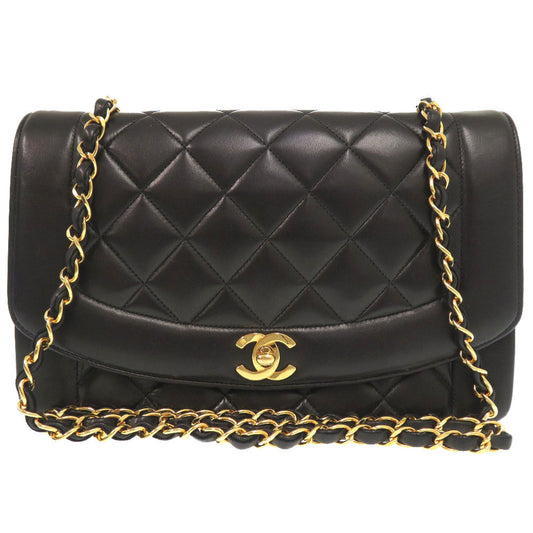 CHANEL Shoulder Bag lambskin black Diana 25 Medium Matelasse COCO Mark