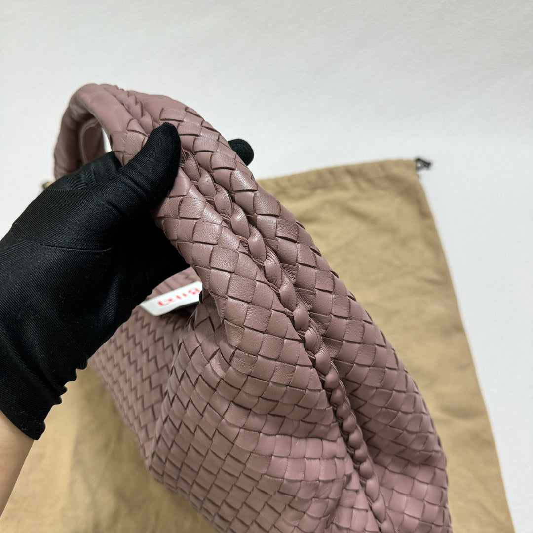 Bottega Veneta Belly Hobo Intrecciato Lambskin Leather Nude Purple Medium 40cm