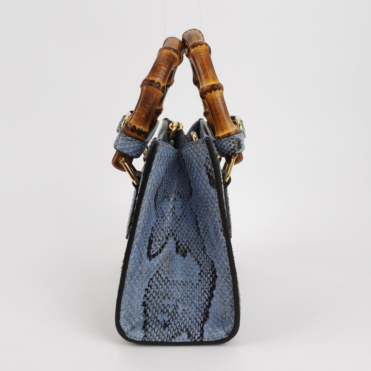 Gucci Diana Mini Blue Snake-skin Leather Bag Bamboo Handle with Strap