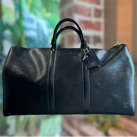 LOUIS VUITTON Epi Keepall 45 Black Crossbody