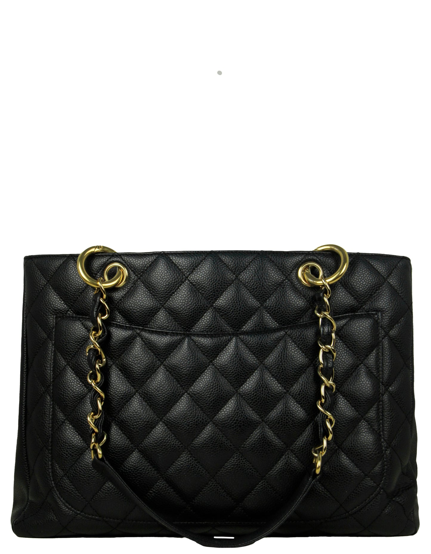 Chanel Black Caviar Leather Quilted Grand Shopper Tote GST Bag