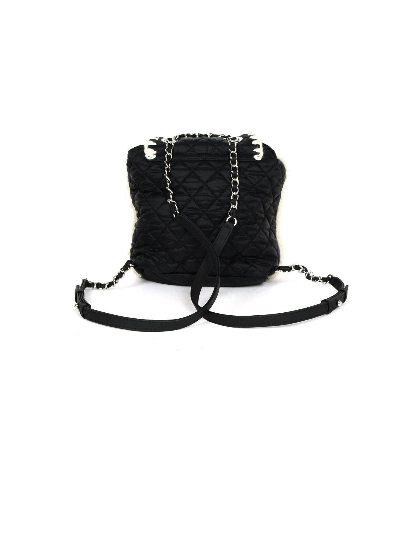Chanel Black/Ecru Nylon & Shearling Coco Neige Backpack