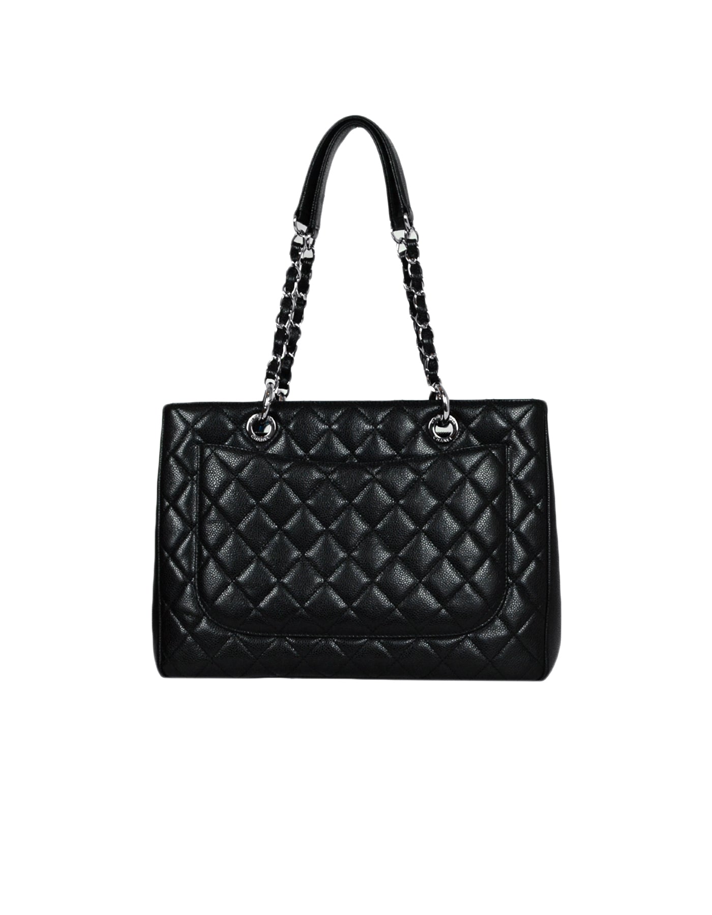 Chanel Black/Silver Caviar Leather GST Grand Shopper Tote Bag