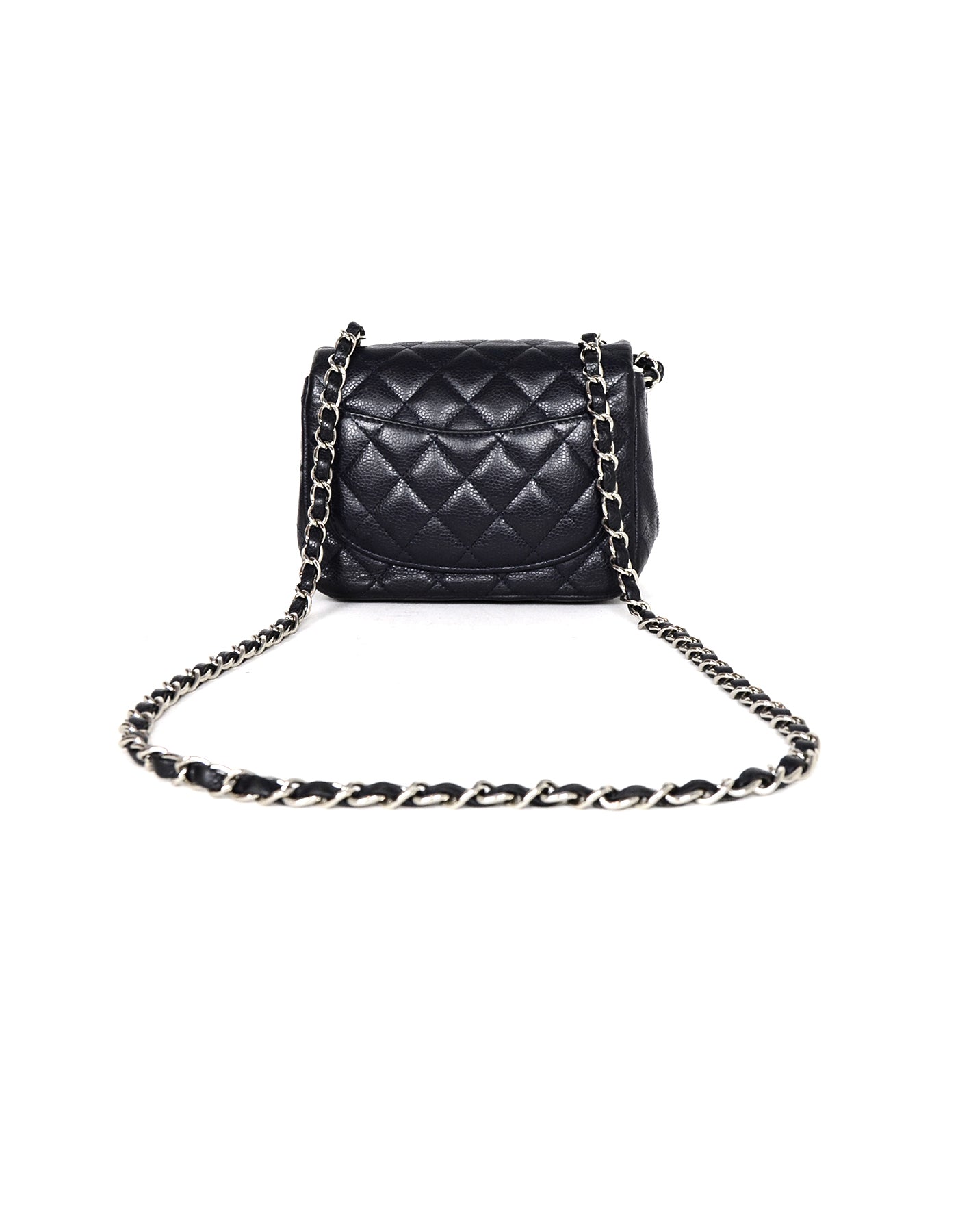 Chanel Navy Caviar Leather Mini Classic Bag
