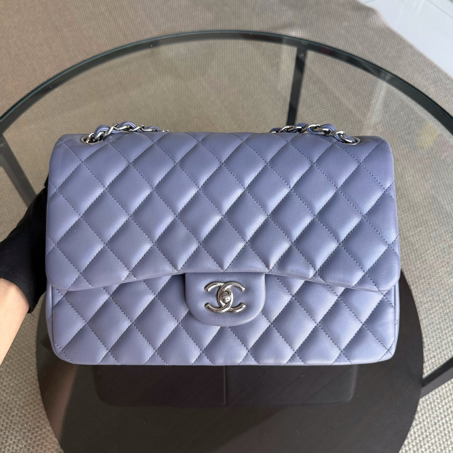 Chanel Classic Flap Jumbo - Double Flap 30CM Quilted Lambskin Lavender Silver Hardware Series 15