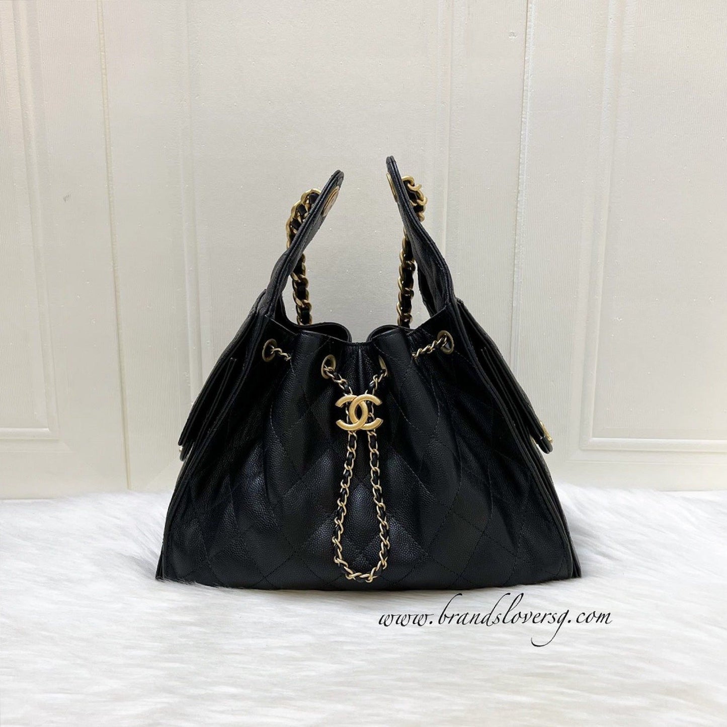 [Like New - Local Set - Mar 2025] Chanel 25 Small Hobo Bag in Black Caviar and AGHW (Model: AS5293)