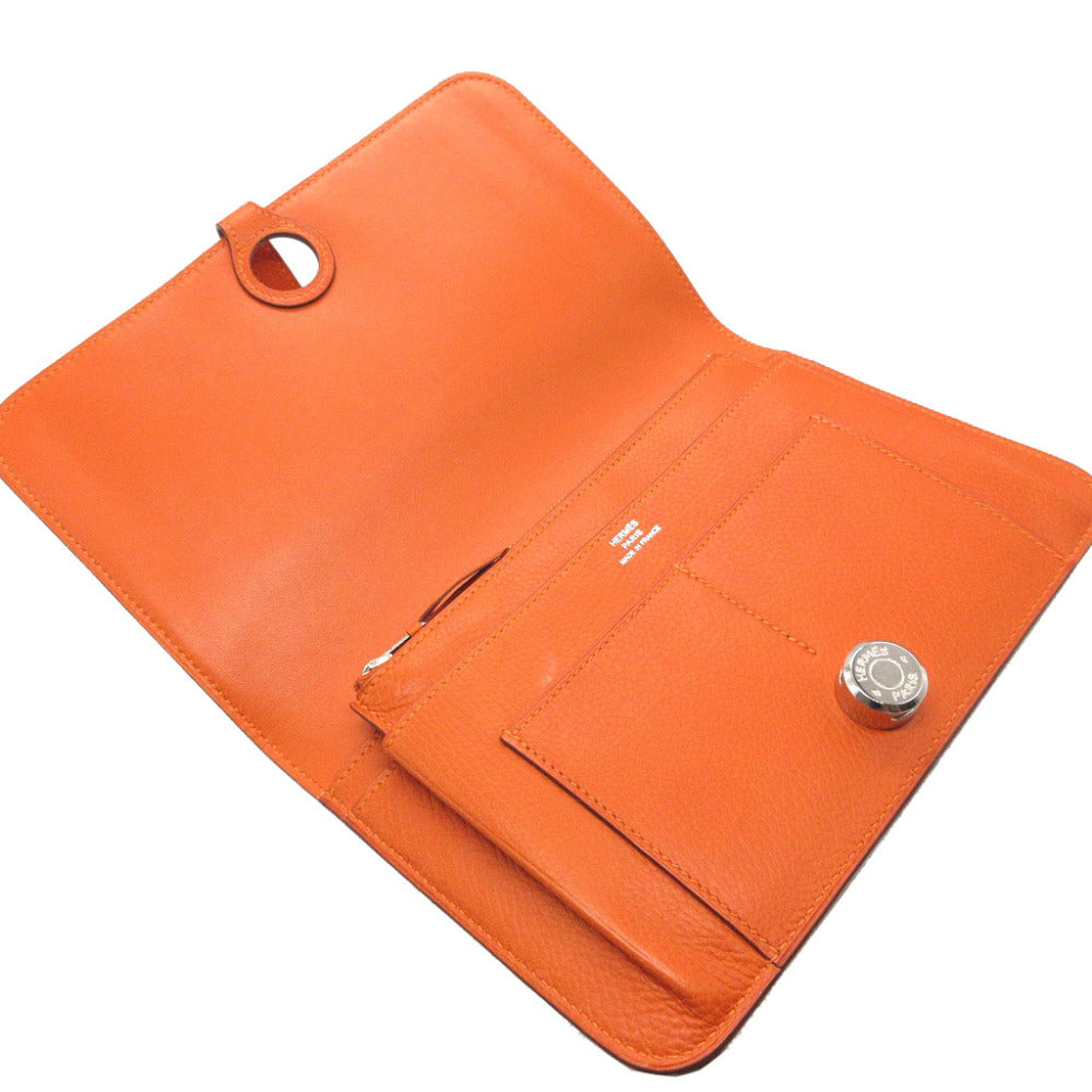 HERMES Long Wallet Purse Togo Orange Dogon GM unisex(Unisex)