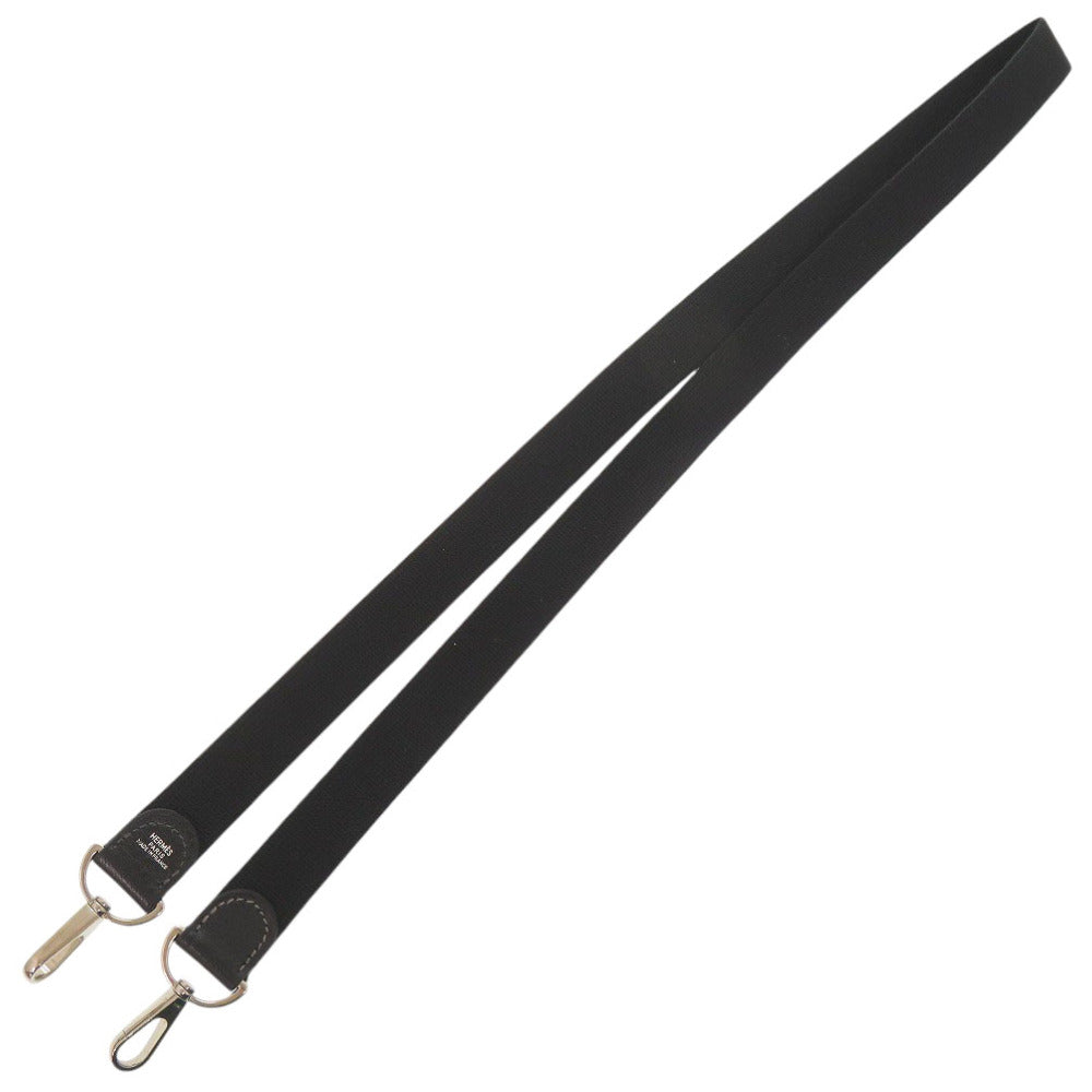 HERMES Shoulder strap Canvas, Leather black