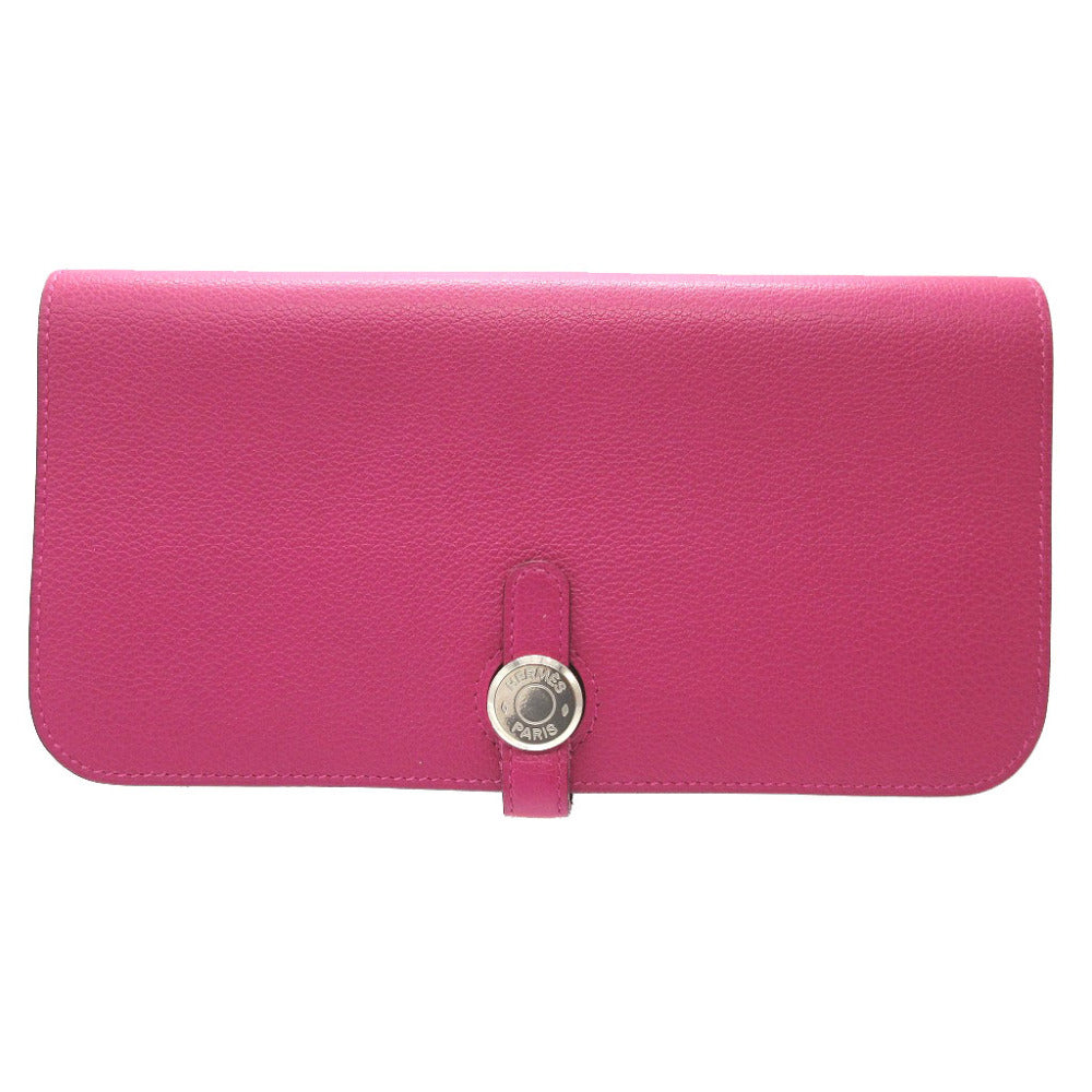 HERMES Long Wallet Purse Evercolor Rose purple Dogon Long Women