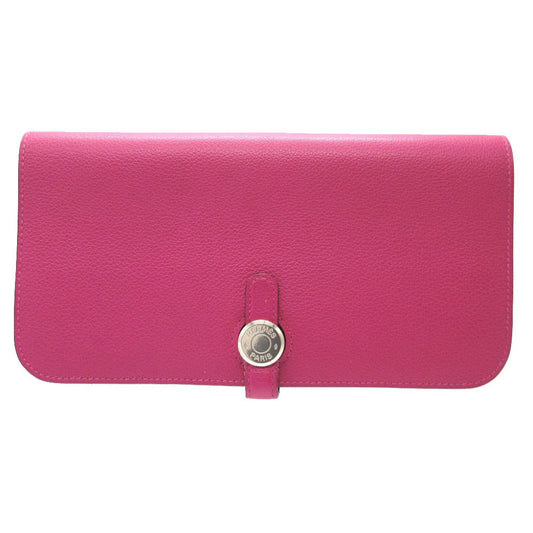 HERMES Long Wallet Purse Evercolor Rose purple Dogon Long Women