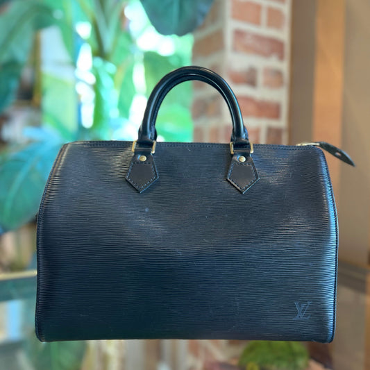 LOUIS VUITTON Black Epi Leather Satchel Bag