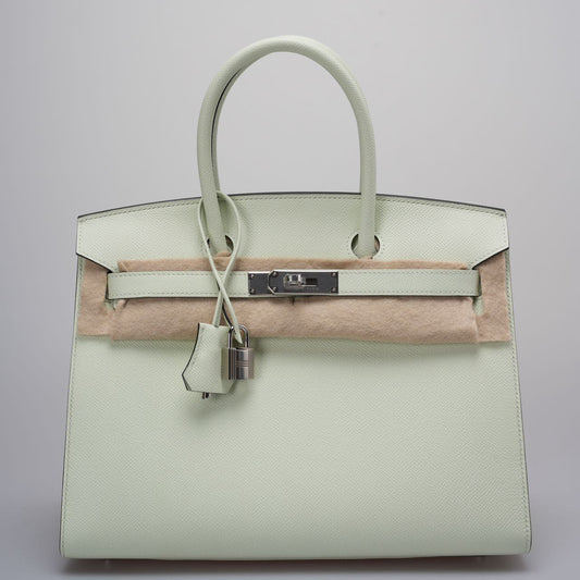Hermes Birkin Sellier 30 Bag In Vert Fizz Epsom Leather With Palladium Hardware from