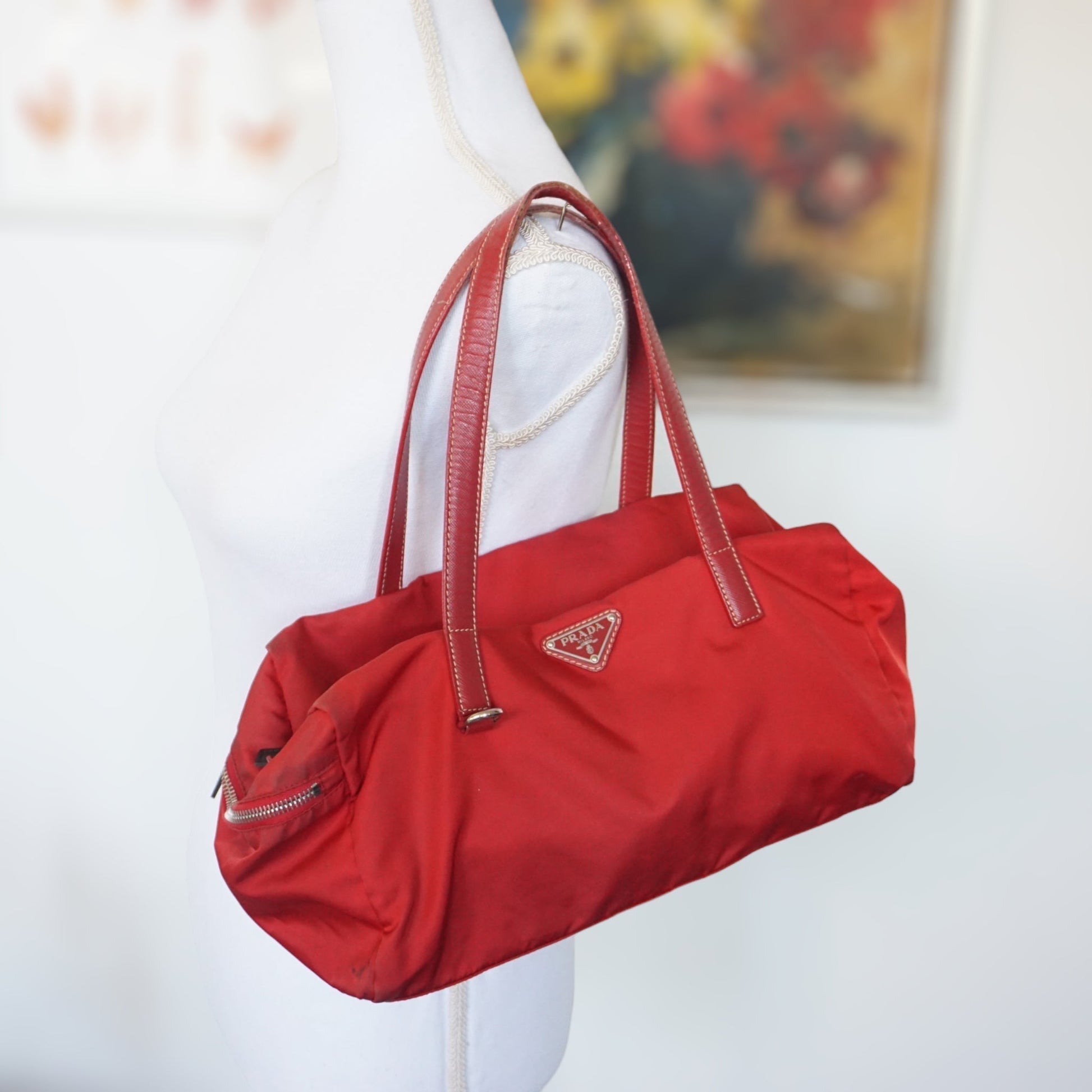 Prada Rød Tessuto Luxury Handbag