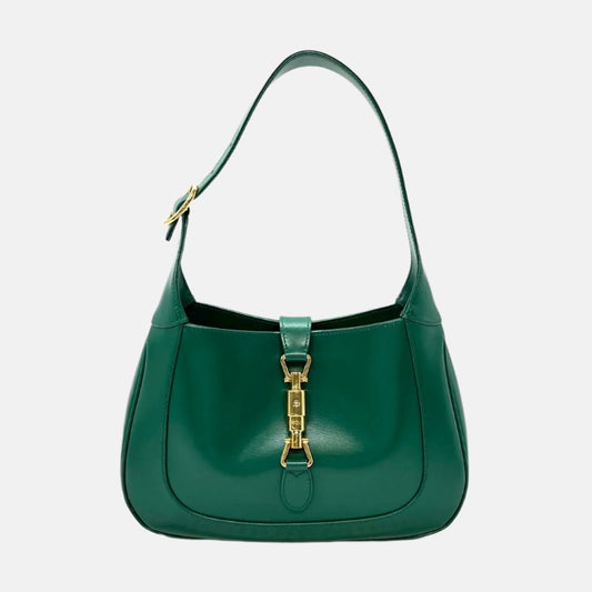 Gucci Jackie 1961 Green Leather Bag Small with Adjustable Strap