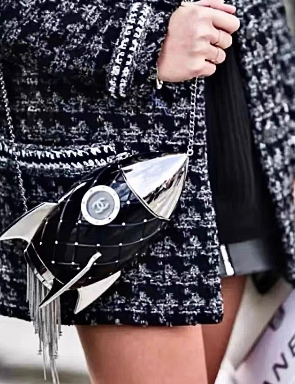 Chanel Limited Edition Plexiglass Crystal Rocket Ship MinaudiÃ¨re Clutch Black