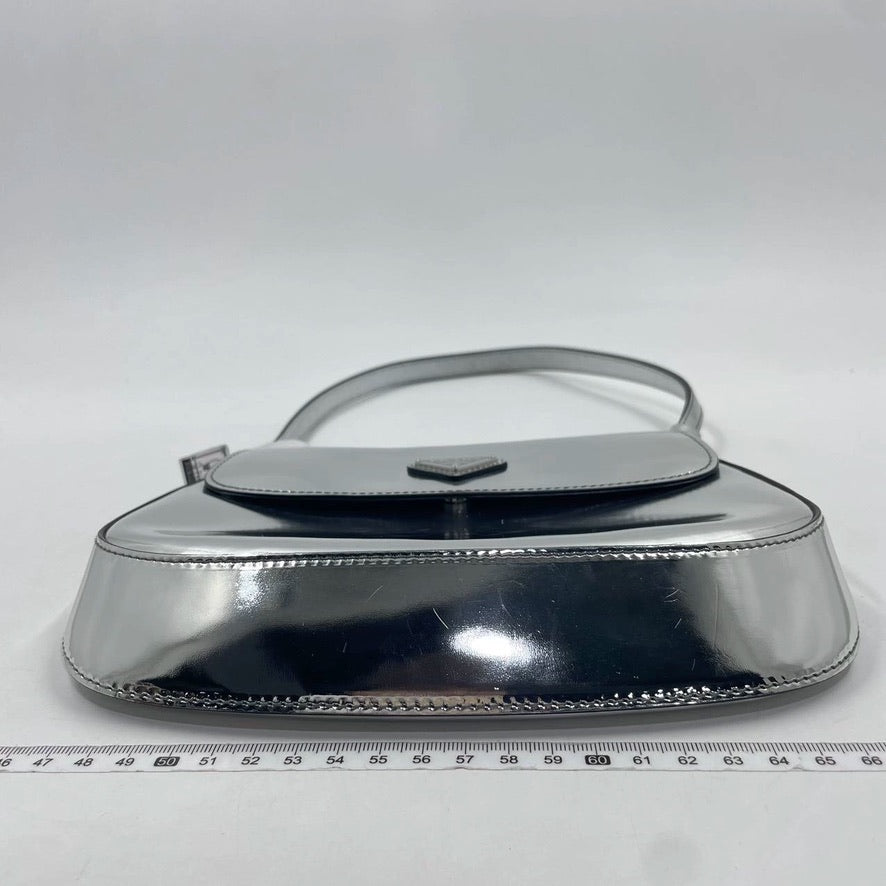 Prada Cleo Flap Silver Leather Shoulder bag