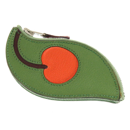 HERMES Coin case Courchevel green Tutti frutti cherry Women